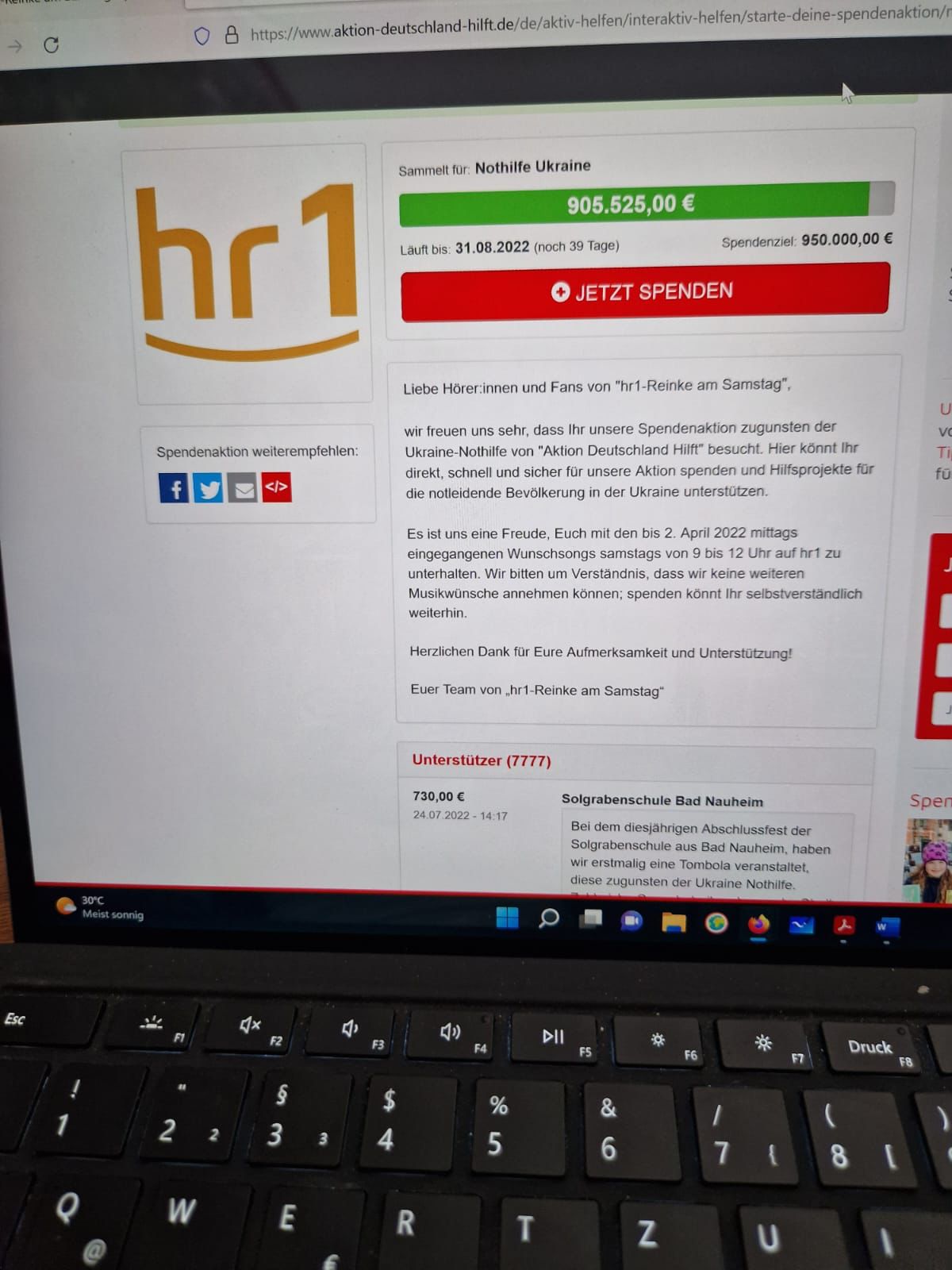 HR1 Spendenaktion - Solgrabenschule unterstützt